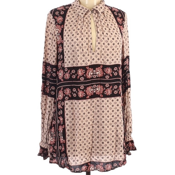 Free People Tops - Free People Boho Floral Cream Colored Tunic